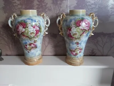 Buy Rare Set Of Two Nankin Victorian Vases Stamped No 3 ☆ Ystalyfera Swansea Valley  • 120£