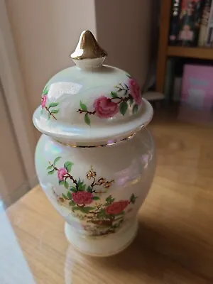 Buy Vintage Sadler England Iridescent Lustre Ginger Jar With Lid Birds Flowers 7” • 8.50£