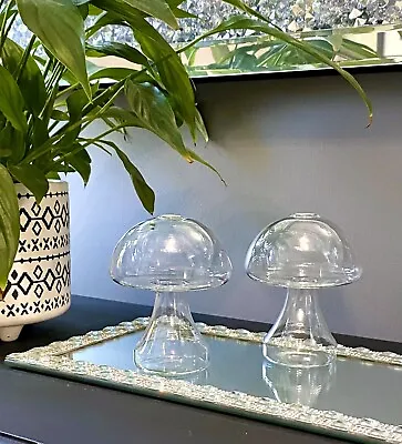 Buy Boho Style Clear Glass Mushroom Vase, Ornament, Hippie Chic, Home Decor, Alter • 8.50£