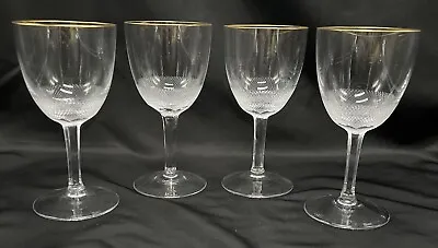 Buy Royal Moser Czech Republic 24CT Gold Rim Claret Wine Glass Set Of 4 • 175.45£