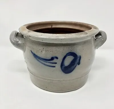Buy Antique Handled Stoneware Salt Glazed Crock Casserole Cobalt Blue No Lid 2 Qt • 62.64£