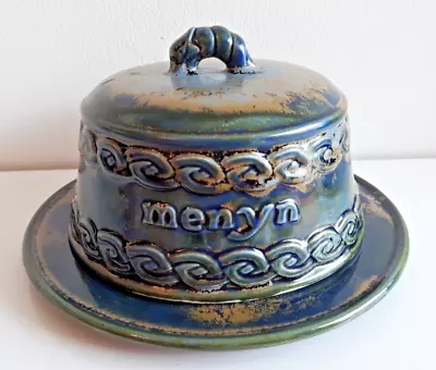 Buy Vintage Welsh Porthmadog Pottery Menyn Butter Dish Dome Blue Glaze • 17.95£