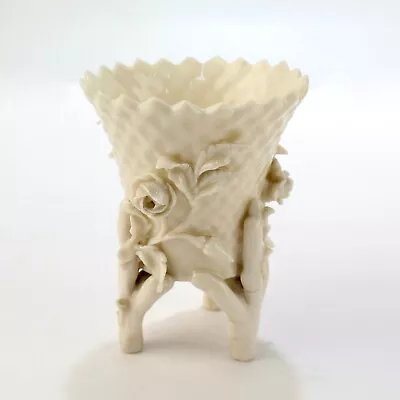 Buy Antique 2nd Black Mark Belleek Porcelain Vase - Flower Encrusted Toothpick • 185.79£