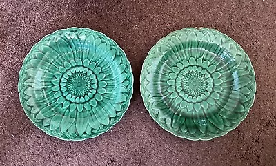 Buy Two Antique Wedgwood Majolica Plates - Sunflower, Classic Green 8.5   See Info • 15£