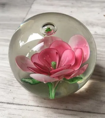 Buy Vintage Pink Flower Glass Paperweight  • 7.50£
