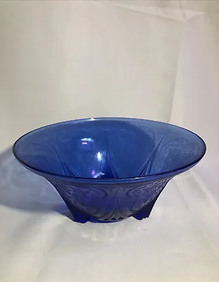 Buy Vintage Hazel Atlas Cobalt Blue Royal Lace 10  Bowl Depression Glass FOOTED • 37.05£