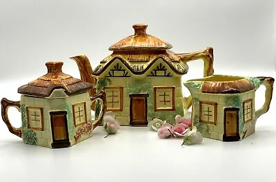 Buy Vintage Keele St Pottery Hand Painted Cottage Ware Tea Pot Creamer & Sugar Bowl • 164£