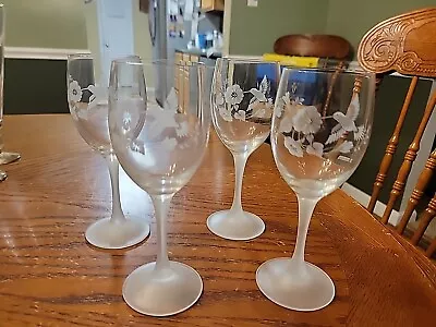 Buy 4- AVON Early Etched Crystal 8 Oz. WINE GLASS Hummingbird  7.5  France • 43.22£