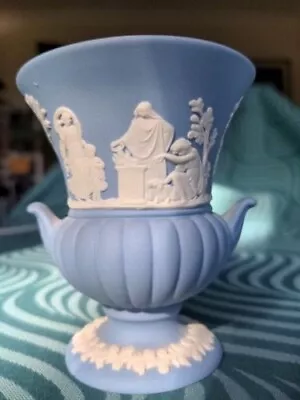 Buy Vintage Wedgwood Blue & White Jasperware Neo Classical Urn / Small Vase • 3£