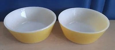 Buy 2 X Vintage USA Federal Milk Glass Yellow Cereal Pudding Bowls Heat Proof • 6.99£