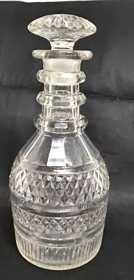 Buy Large Antique Irish, Crystal Glass Prussian Cut, 3 Ring Decanter. • 50£
