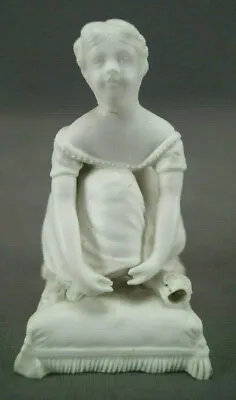 Buy 19th Century Bisque Parian Ware Good Night Girl Tying Shoes Figurine • 14.44£