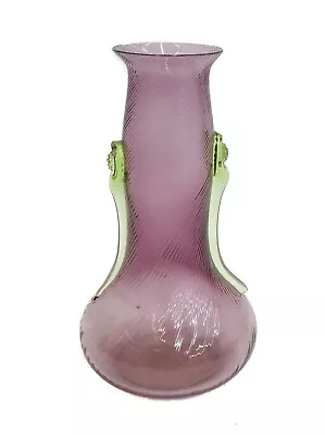 Buy Venetian Amethyst Purple And Green Twin Handled Art Glass Vase Mid Century • 248.04£