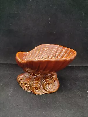 Buy Vintage Dartmouth Pottery Brown Shell Dish On Wave Pedestal Retro Decorative • 8.99£