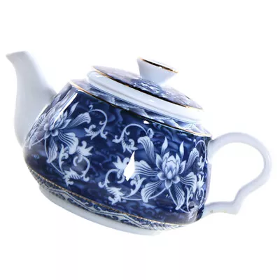 Buy Blue And White Ceramic Chinese Teapot With Handle - Decorative Loose Leaf Kettle • 17.55£
