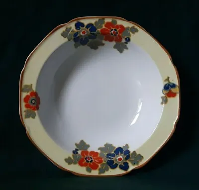 Buy Crown Ducal Ware Dessert Bowl Art Deco Bone China Fruit Dish Red & Blue Flowers • 25.95£