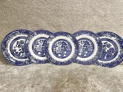 Buy Vintage Side Plates Willow Pattern Blue & White  Woods Ware • 22.99£