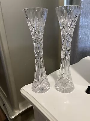 Buy Set Of Two Cut Lead Crystal Tapered Candlestick Holders • 23£