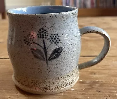 Buy Studio Pottery Glazed Small Blue Floral Mug Signed BP • 5.99£