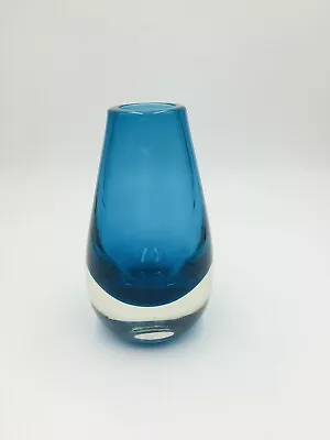 Buy Vintage Cobalt Turquoise Blue Heavy Bottom Sommerso Teardrop Bud Vase • 15.90£