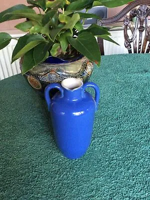 Buy Royal Doulton Stoneware Light Blue Two Handled Lipped Vase 20cms • 20£