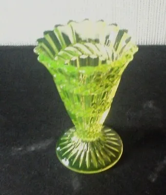 Buy Antique Yellow Vaseline/uranium Glass Vase , Glows Green Under UV Light • 34£