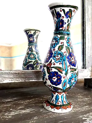 Buy Vintage JERUSALEM IZNIK VASE Floral Pottery Ottoman Islamic Armenian Kutahya • 98£