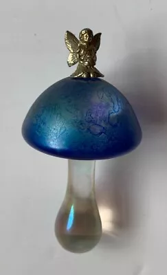 Buy Pale Blue Mushroom With Fairy By Heron Glass  - Hand Crafted In UK - Vintage • 41£