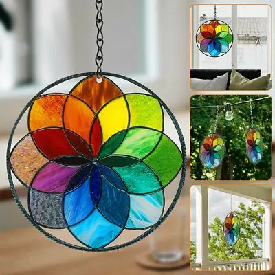 Buy Stained Glass Rainbow Window Panel Hanging Suncatcher Wall Pendant Ornament Gift • 11.05£
