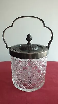 Buy Vintage Heavy Cut Glass & Brass Storage Jar With Handle • 4.99£