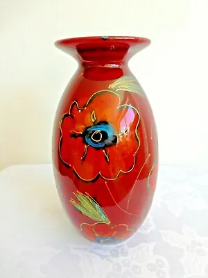 Buy Anita Harris, Hand Painted 'Red Poppy‘design. Special Extra Design On This Vase • 70£
