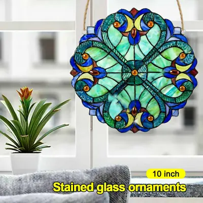 Buy Vintage Hanging Stained Glass Window Panel Suncatcher Home Garden Yard Colorful • 14.08£