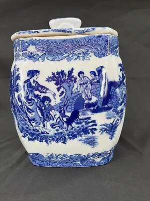 Buy  Victoria Ware Ironstone Flow Blue And White Cookie Jar / Biscuit Jar 9.5  Tall • 118.12£