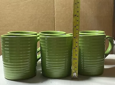 Buy NEW Lot Of 6 ROYAL NORFOLK Lime Green Handled Mugs W/ribs Coffee Greenbrier Int. • 42.89£