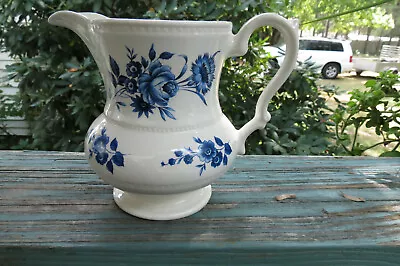 Buy Vintage Lord Nelson Pottery,England,pitcher Blue Roses,11-72,teapot,handle,vase • 7.55£