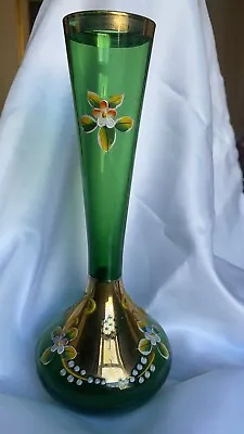Buy Green Glass Bohemian Vase • 9.99£