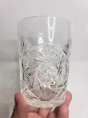 Buy American Brilliant Period Cut Glass Whiskey Tumbler Pinwheel Star Fan • 21.31£