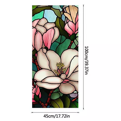 Buy Flower Stained Glass Window Film Non-adhesive Privacy Window Film Sticker Decors • 6.75£