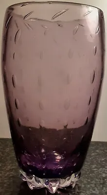 Buy Vintage Mid-century Amethyst Light Purple Controlled Bubble Vase 8.5  21.5cm • 9.99£