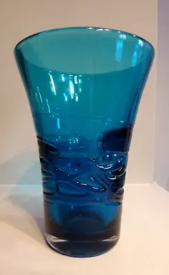 Buy Whitefriars 9798 Random Strap Vase In Kingfisher Blue C1972 • 60£