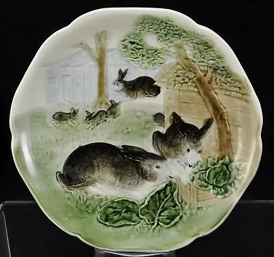 Buy Antique Majolica Choisy Le Roi 6 Rabbit Plate France 1900 G • 90.13£
