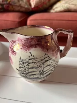 Buy Sandland Pink Lustre Ware Small Jug With Depictions On Both Sides • 24.99£