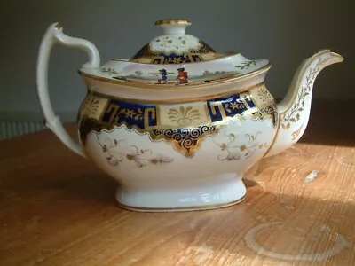 Buy A Georgian China Tea Pot.  Transfer And Hand Painted. • 15£
