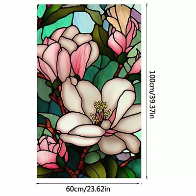 Buy Flower Stained Glass Window Film Non-adhesive Privacy Window Film Sticker Decors • 7.75£