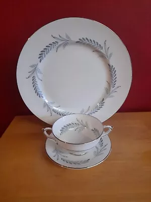 Buy Paragon Blue Grass Soup Coupe Saucer And Dinner Plate Set • 4.99£