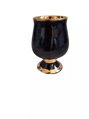 Buy Vintage 1970's Prinknash Potter Goblet, Plain Black & Gold, 12cm, Rare • 45£