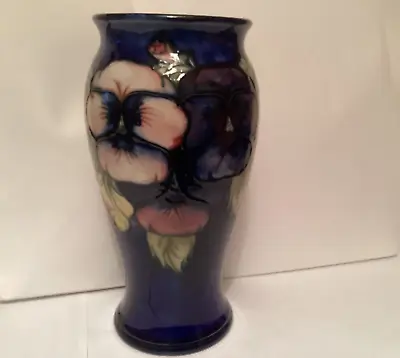 Buy William Moorcroft   Vase, 'flower, Pattern On Dark Blue, 19cm High. • 219.55£