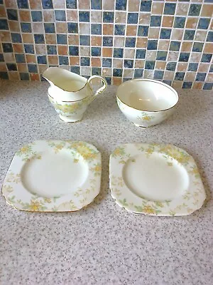 Buy Bangor (anchor Symbol) Chelsea Yellow & Floral Design Milk Jug Sugar Bowl Plates • 6.99£