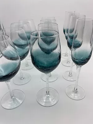 Buy Pier 1 Crackle Glass Full Set, White Wine, Red Wine & Champagne Glasses 12 Total • 216.95£