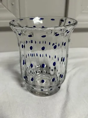 Buy Handblown Glass Vase Blue Polkadot • 28.82£